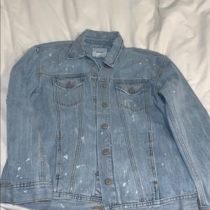 Light-wash and lightly stained jean jacket